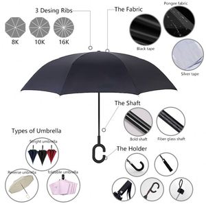 Custom Inside Out C Shape <b>Windproof</b> Handle Reverse Printing logo <b>Umbrella</b> Inverted Automatic Inverted <b>Umbrella</b> With logo Prints - Product Image 6