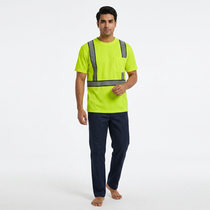 T-shirt de travail haute visibilité personnalisé en polyester unisexe, réfléchissant, pour la construction, en promotion, OEM - Product Image 1