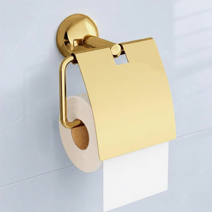Porte-papier toilette mural en laiton moderne, design carré, accessoire de salle de bain de luxe - Product Image 1