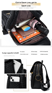 <span class=keywords><strong>Zaino</strong></span> in <span class=keywords><strong>Pelle</strong></span> PU <span class=keywords><strong>Nero</strong></span> Impermeabile Leggero con Chiusura a Cerniera per Donne, Portatile Multi-Strato Grande Capacità per Viaggi e Lavoro - Product Image 3