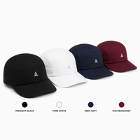 Casquette de baseball 5 panneaux robuste à visière incurvée, brodée, avec doublure en satin, vente en gros