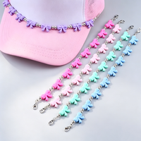 Chaîne de chapeau élégante avec nœud perlé, accessoire décoratif amovible pour casquette de baseball, breloque pour femme
