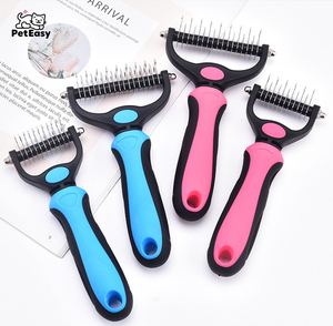 Mới hai mặt thép không gỉ Pet tóc lược với cao su thoải mái xử lý - Product Image 1