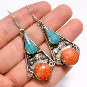 Joyería tibetana de diseño en línea, pendientes de lapislázuli turquesa pendientes tibetanos hechos a mano, joyería - Product Image 1