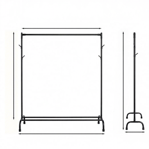Minimalist Metal Clothing <b>Rack</b> Standing Type Height Adjustable Single Tier Wardrobe Storage Holder - Product Image 5