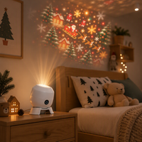 TSINYE 360-Grad-Drehbarer Weihnachts-Projektor USB Dorfszene Weihnachtsmann-Schlitten Rentier Weihnachtsbaum Deckenprojektion Kinderzimmer Feiertag
