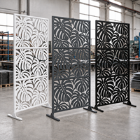 Panneau décoratif en métal découpé au laser, clôture géométrique pour l'intimité, séparateur de jardin ou d'intérieur, acier avec revêtement en poudre noir ou blanc, sur mesure