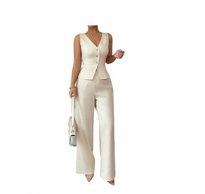 Elegante Conjunto <span class=keywords><strong>de</strong></span> Traje <span class=keywords><strong>de</strong></span> Oficina <span class=keywords><strong>para</strong></span> Mujer <span class=keywords><strong>Dos</strong></span> <span class=keywords><strong>Piezas</strong></span> Ropa Casual <span class=keywords><strong>de</strong></span> Diario con Decoración <span class=keywords><strong>de</strong></span> Botones Tejido Colección <span class=keywords><strong>de</strong></span> Verano - Product Image 1