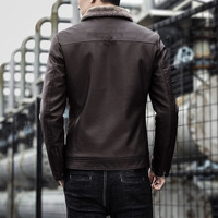 Veste à revers marron de qualité supérieure pour homme en similicuir PU, manteau personnalisé pour l'hiver et le quotidien