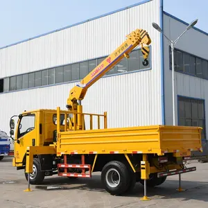 Dongfeng flatbed Truck with 5 Ton Crane Telescopic boom Truck Mounted Crane