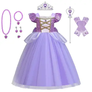 2023 gran oferta niña princesa Rapunzel Cosplay disfraz para Halloween Navidad niños vestido de fiesta