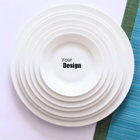 Vente en gros d'usine, assiettes en céramique blanche personnalisées, écologiques, durables, de 6 à 12 pouces, pour la restauration