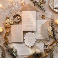 Maßgefertigtes Luxus-Einladungsset mit Karten & Umschlägen auf 600g Karton & Kunstpapier Geprägt für Schloss-Villa-Hochzeit
