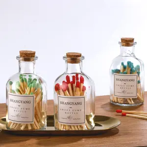 Safety Mini Glass Long Incense Candle Colored Matches Glass Jar With Striking Candle Matches In Glass Jar Match Box