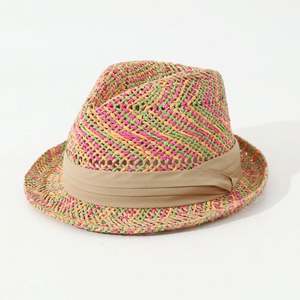 Nuevo Sombrero Fedora de Paja Arcoíris Hecho a Mano para Verano 2025 - Product Image 3