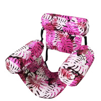 Fauteuil flottant gonflable à trois canaux avec dossier pliable, couverture en tissu motif feuille d'érable, lit flottant pour piscine