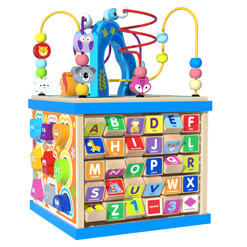 Wooden Shape Sorter Activity Cube Toys