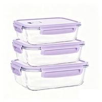 Hittebestendige glazen voedselcontainer, vaatwasserbestendig, herbruikbaar, rechthoekige lunchbox