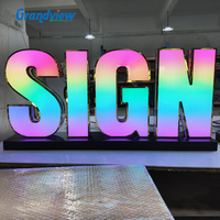 Lettres lumineuses LED sur pied en acrylique, étanches IP65, télécommandées, multicolores pour bâtiments et centres commerciaux