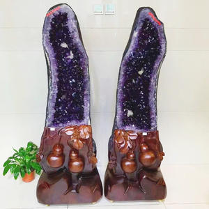 Cristal de personnalisation de haute qualité en gros grand groupe d'améthyste géode naturelle améthyste <span class=keywords><strong>cathédrale</strong></span> géode - Product Image 6