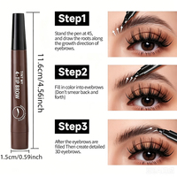 Pensil Alis Tahan Air 4 Ujung Custom Grosir 5 Warna Natural Wild OEM ODM Produsen Makeup