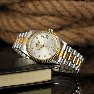 Montre mécanique classique pour homme OEM ODM, cadran doré, affichage de la date, acier inoxydable bicolore, montre-bracelet pour homme, Relojes Hombre - Product Image 5