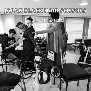 Tijeras de Peluquería Japonesas Negras de 6.0 Pulgadas, Tijeras de Barbero de Acero Inoxidable Afilado 62HRC, Corte Estable - Product Image 2