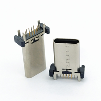 Connecteur USB 3.1 Type-C femelle à montage droit, 16 contacts, 5A, en cuivre non blindé, sur bande et bobine