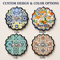 Sous-verres en céramique 3D gaufrés Souvenir touristique de Séville, Espagne – Design personnalisé, tapis isolant pour café et thé, OEM ODM sur mesure