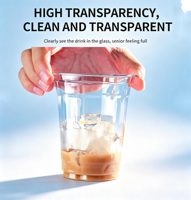 Gobelets en plastique PET transparents personnalisables, écologiques et durables, avec logo sur mesure pour café, milkshakes et boissons froides (plats)