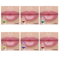 Rouge à lèvres vegan de luxe à marque privée, changement de couleur en fonction du pH, faible MOQ, rouge à lèvres transparent en gelée, changement de couleur de fleur