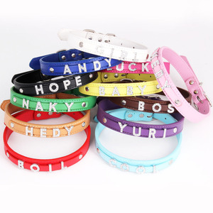 2025 Quchonpet Wholesale <b>Cheap</b> Plain Personalized Name Alphabet Leather Dog Collar With Sliding Letters - Product Image 6