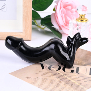 Bloc et cube de cristal naturel sculpté 12 cm, obsidienne noire écologique, corps de femme, pénis, pour décoration intérieure - Product Image 4