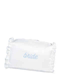 Bolsa de Cosméticos Portátil Blanca de Satén con Cierre, Personalizable con Logotipo, Impermeable, para Novias, Despedidas de Soltera, Maquillaje - Product Image 1