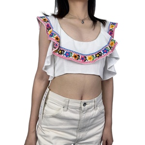 Blusa Casual Moderna para Mujer, Blusa Bohemia con Bordado de Algodón y Cuello en U - Product Image 2