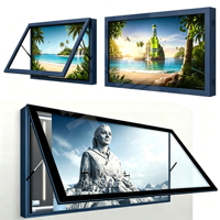 Boîtes lumineuses publicitaires murales en acier inoxydable à ouverture frontale avec cadre LED