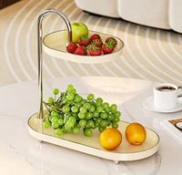 Offre Spéciale : Organisateur de Bureau Multifonctionnel à Double Plateau, Style Luxe Léger, pour Salon, Chambre, Support pour Fruits, Snacks et Soins de la Peau
