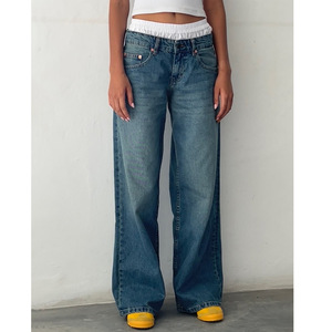 <span class=keywords><strong>Jean</strong></span> droit vintage <span class=keywords><strong>taille</strong></span> <span class=keywords><strong>basse</strong></span> sans stretch délavé pour <span class=keywords><strong>femme</strong></span> Sehe Fashion - Product Image 5
