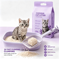 Litière pour chat biodégradable à base d'amidon de manioc, écologique, parfum poudre pour bébé, sans poussière, agglomération rapide, haute absorption, forte absorption des odeurs