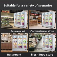Vitrine Réfrigérée Commerciale Verticale à 3 Portes pour Supermarché, Épicerie, Fruits, Légumes, Boissons, Spiritueux