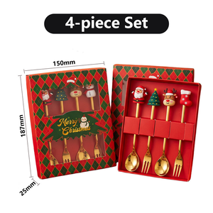 Juego de Cubiertos de Acero Inoxidable Pulido con Diseño Navideño de Dibujos Animados, Cuchara y Tenedor, Regalo para Fiestas Navideñas - Product Image 5