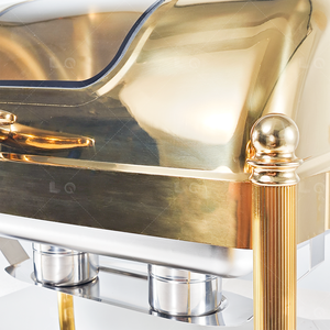 Colonne romaine de luxe en acier inoxydable plaqué or haut de gamme chauffe-plats avec verre ensemble de buffet chauffe-plats de 9L pour la restauration - Product Image 2