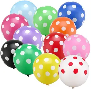 12 Inch Stip Latex Ballon Gestippelde Kleurrijke Grote Dot Groen Geel Wit Zwart 2.8G Heet Verkoop Groothandel Prijs