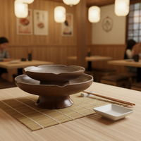 Nouvelle assiette de service en mélamine pour restaurant, à pied, avec impression créative de anneaux annuels