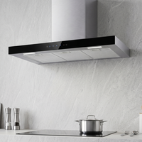Campana extractora de cocina en forma de T de aluminio de 90 cm con filtro táctil y deportivo, chimenea de cocina, campana extractora con ventilación