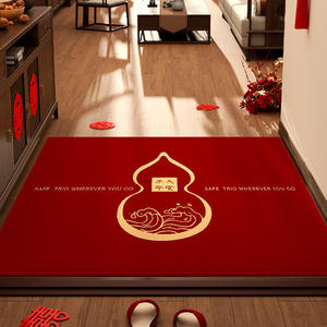 Paillasson rectangulaire en velours cristal de style chinois, tapis d'entrée intérieur à motif traditionnel pour le Nouvel An chinois, résistant à l'usure, facile à nettoyer - Product Image 5