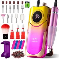 Kit de perceuse à ongles Portable électrique professionnel 35000 tr/min Rechargeable pour l'enlèvement de vernis à ongles Gel manucure Salon outil à la maison