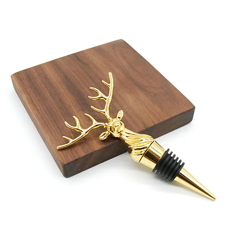 Promotion metal animal Deer head shaped wine stoppers silicone rubber wine bottle stopper