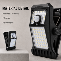 Lampe murale LED solaire USB à double charge avec détecteur de mouvement, changement de couleur RGB, télécommande, pour extérieur, camping, patio, clôture