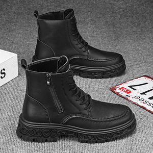 עיצוב רטרו סוליות גברים אופנה גברים רכיבה על מגפי zipper עגול מרקם זול עלות-יעיל - Product Image 2